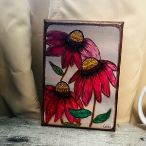 Hand-Painted Floral Canvas 5x7 “Consider how the wild flowers grow” Luke 12:27